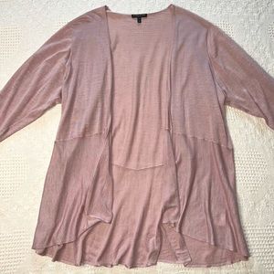 Eileen Fisher Linen & Silk Open Front Cardigan Lightweight Pale Dusty Rose Plus